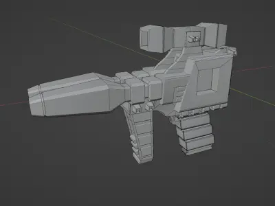Sci-Fi Gun Game Ready Low-Poly  3D Model Gun 3D Model Low-poly 3D model