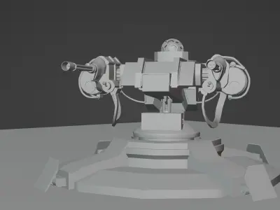 Zombie Sci-Fi Turret 3D model Low-poly 3D model