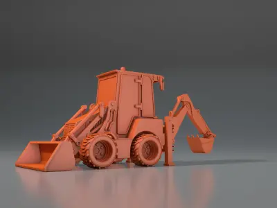 3d model tractor JCB-1CX  ver2 Low-poly 3D model