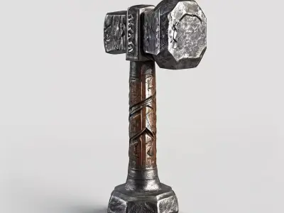 Realistic Viking War Hammer 3D Model Low-poly 3D model