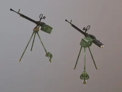 DShKM Soviet heavy machine gun Low-poly 3D model