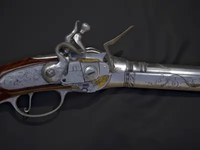 Repeating Flintlock Pistol Low-poly 3D model