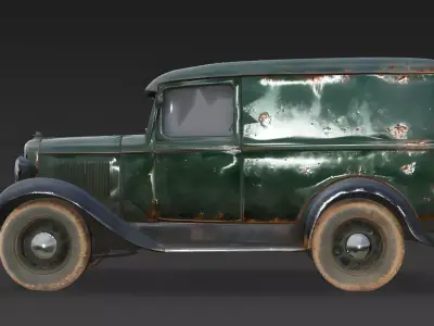 Realistic 30s Delivery Panel Van 3d model Low-poly 3D model