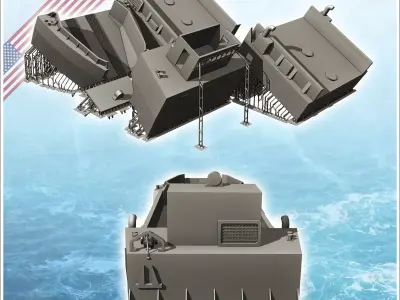 LCM-8 variant transport river boat - Modern WW2 WW1 World War Di 3D print model