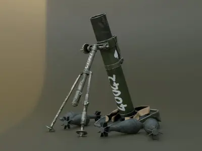 Mortar and Rocket 3D Model Wtih Blender  3D model