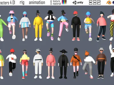 cartoon characters 4 01 3D model