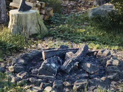  Fully Burned Bulky Split Firewood Models Collection 