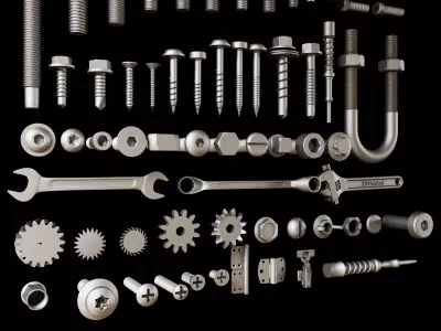 Industrial Fasteners Hardware And Mechanical Component Set 3D model