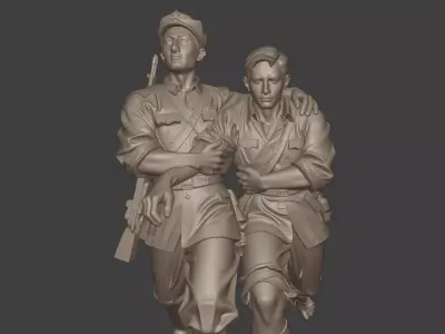 Military sculpture warrior military battle war hero soldier 3D print model 3