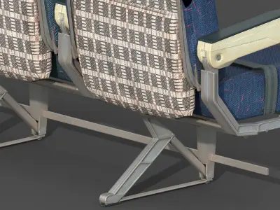 Old Airline Seats Low-poly 3D model