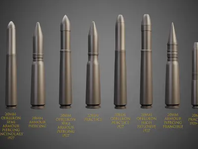 50 Types of Gameready Ammunition Package Low-poly 3D model