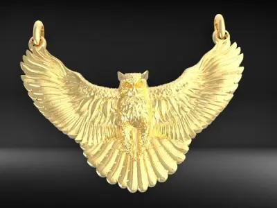 Owl Wings Pendant Necklace Charm Jewelry 3D print model