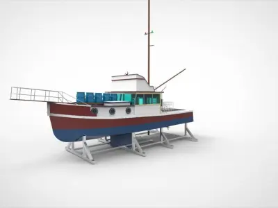 docking fishing ship 3D model purchase