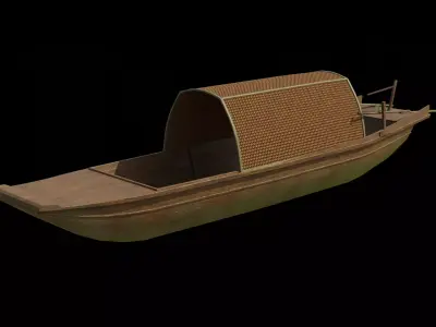 chinese black-awning boat Free low-poly 3D model