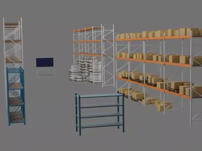 Industrial Warehouse Interior  Low Poly 3D Model Game Ready Low-poly 3D model