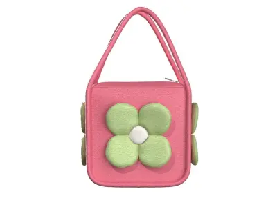 Pink Leather Flower Box Bag 3D model
