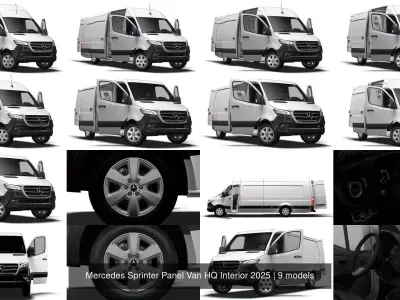 Mercedes Sprinter Panel Van HQ Interior 2025 3D Model Collection