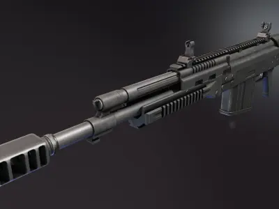 AK-50 anti-materiel rifle Low-poly 3D model