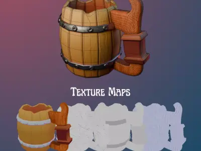 Stylized Medieval Cup Low-poly 3D model