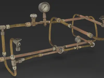 Pipes System Low-poly 3D model