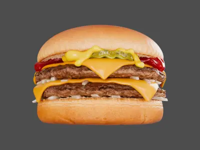 Cinematic Double Cheeseburger Burger  purchase 3D model