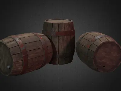 Barrel wooden Low-poly 3D model buy