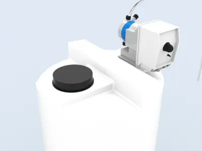 Chemical tank with emec dosing pump Low-poly 3D model