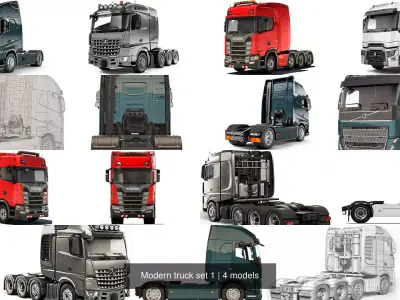 Modern truck set 1 3D Model Pack