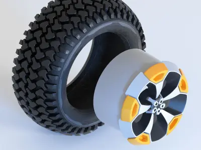 Offroad Tire Wheel Design Rim2 Low-poly 3D model
