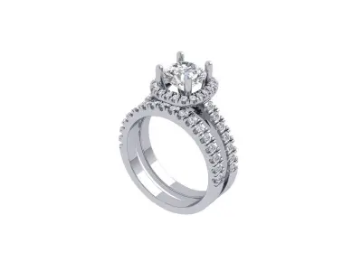 Solitair Ring Bridal Set 3D print model 53
