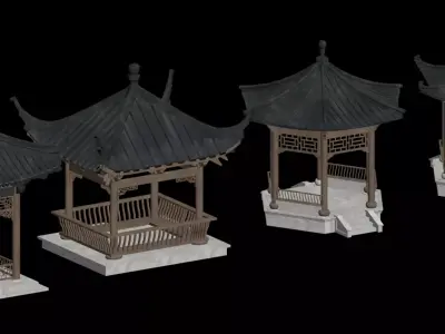 Chinese-style pavilions 3D model