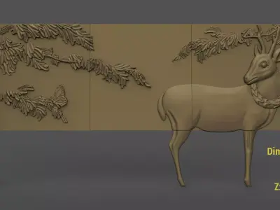 Buffet with Deer  Carving Model 3D print model