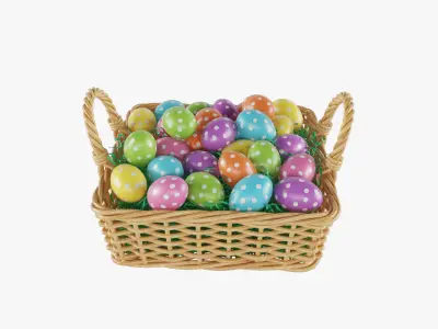 Easter Eggs Basket 02 3D model