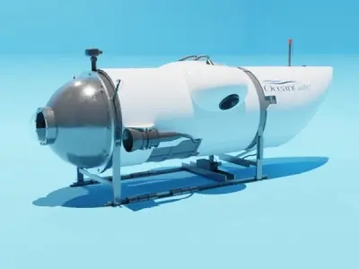 Ocean Gate Titan submarine implosion animation Low-poly 3D model
