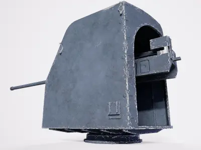 100 mm Universal Deck Installation B-34 1940 Low-poly 3D model