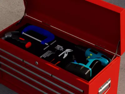 Professional Red Rolling Tool Chest 3D model