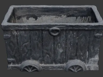 Antique Industrial Mining Cart Planter 3D Scan Low-poly 3D model