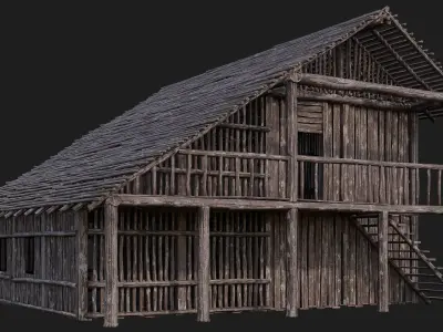 Old Wooden Building 4K Textures GameReady 181 Low-poly 3D model