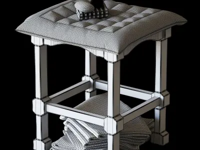Towels on a stool Low-poly 3D model