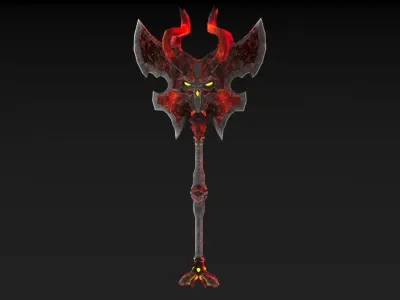 Viking Axe Skull 002 Low-poly 3D model