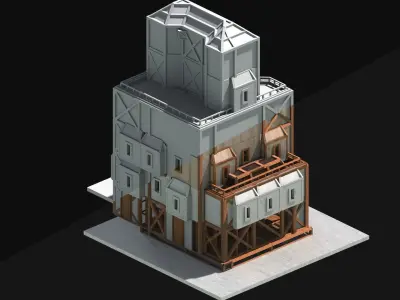 Medieval Low Poly Building Castle Wooden Village Stone House 16 Low-poly 3D model