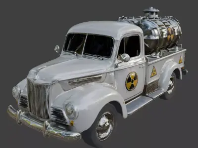 Atomic Age Fleet Transport Truck 3D Model Low-poly 3D model