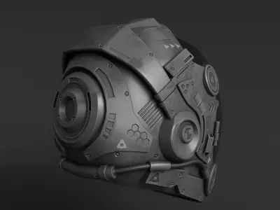 scifi helmet Low-poly 3D model 4