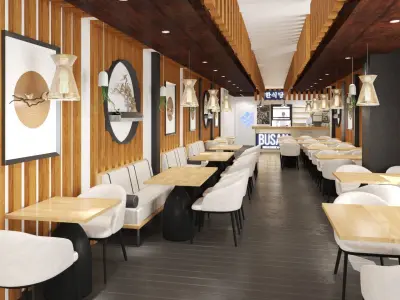 Korean Restaurant full interiors 6 cams 3D model
