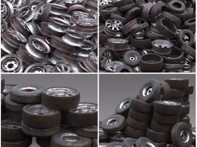 Junk Yard Tire Pile 3D model