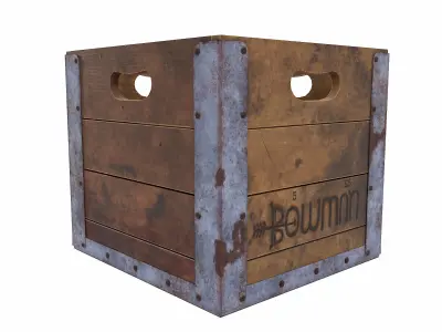 Wooden crate box  Low-poly 3D model
