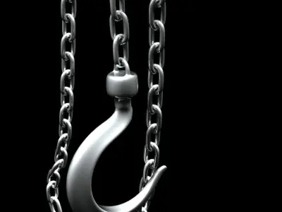 Industrial Hook with Chains 3D model