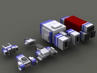 Voxel style spaceships 3D model