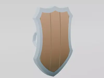 Wooden Shield 3D Model Low Poly RPG Fantasy Asset 3D model