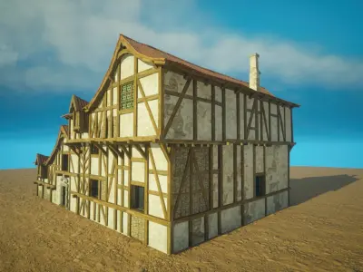 Medieval old House3-interior and exterior design Low-poly 3D model